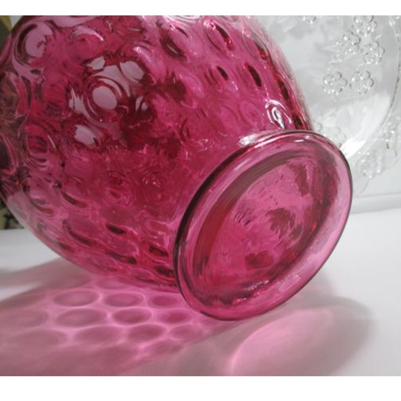 Fenton Cranberry Vase Coin Dot Vintage #E25 - Picture 5 of 7